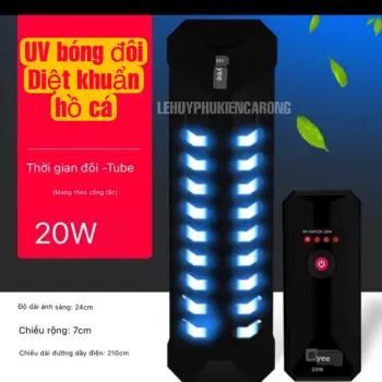 Đèn UV 3D 2 Bóng Đôi YEE Và No1 Công Nghệ Mới Nhất Diệt Khuẩn, Tảo Cho Hồ Cá 15w 20w