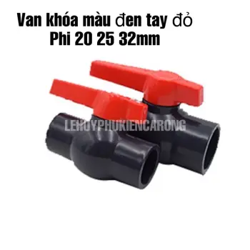 Van Khóa TS Màu Đen Tay Cầm Dài Đỏ Phi 20 25 32mm Chuyên Dùng Cho Hồ Cá