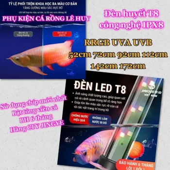 Đèn LED T8 JINGYE Công Nghệ IPX8 RRGB UVA UVA Bật Tông Cá Rồng Giành Cho Huyết 52 72 92 112 142 172cm Đèn Hồ Cá