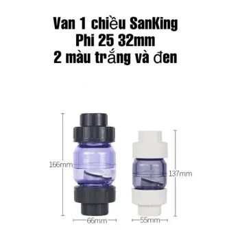 Van 1 Chiều SANKING Trong Suốt Viền Đen Và Trắng Giành Cho Hồ Cá Phi 25mm 32mm