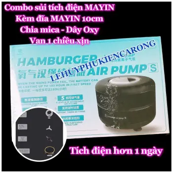 Máy Sủi Tích Điện Mayin Siêu Êm Kèm Đĩa Sủi 10cm - Dây Sủi - Van 1 Chiều - Chia Vòi 2 Ra 1 Công Suất 6W Giành Cho Hồ Cá