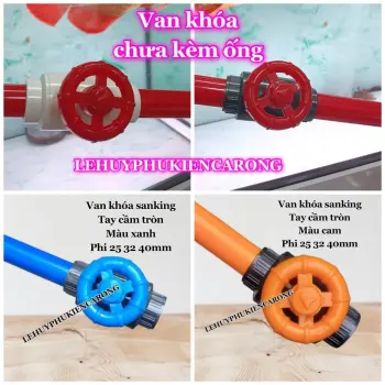 Van Khóa SANKING Màu Trắng Và Đen Tay Cầm Tròn Đỏ Cam Xanh Phi 25 32 40mm Giành Cho Hồ Cá
