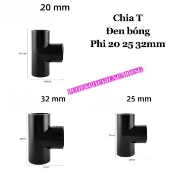 Chia T Màu Đen Bóng Phi 20 25 32mm Chuyên Dùng Cho Hồ Cá