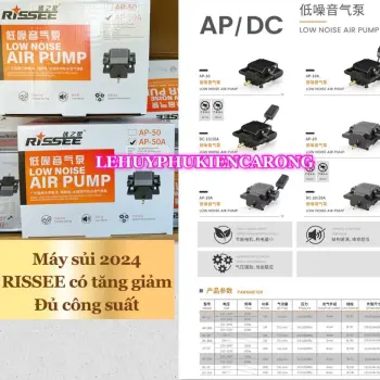 Máy Sủi OXY RISSEE AP10A 20A 30A 50A 80A Dòng Mới 2024 Có Tăng Giảm + Tặng Kèm 2m Dây + 2 Cục Sủi Giành Cho Hồ Cá