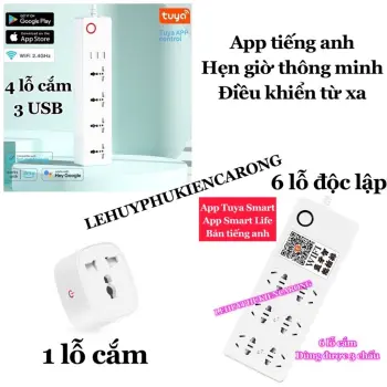 Ổ Điện Thông Minh WIFI App Tuya Smart - Smart Life Bản Tiếng Anh Công Tắc Riêng Biệt Tắt Bật Từ Xa Giành Cho Hồ Cá