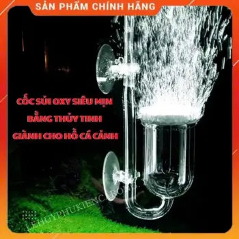 Cốc Sủi Oxy Siêu Mịn Bằng Thủy Tinh Cho Bể Cá Cảnh, Bể Thủy Sinh
