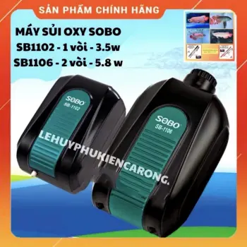 Máy Sủi Oxy Bể Cá SOBO SB-2800, SB-1102 1 vòi và SB-1106 2 vòi chạy siêu êm (chọn combo kèm phụ kiện dây+quả sủi)