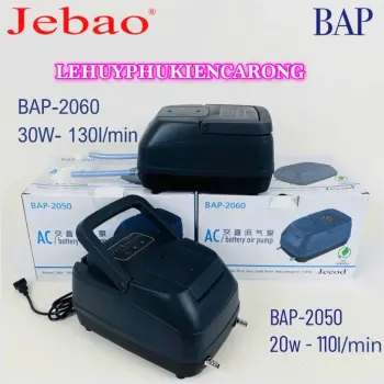 Máy sủi oxy tích điện Jebao BAP-2060 30w Lưu lượng khí tối đa: 2 x 65 lít/phút (2 đầu ra khí) Giành Cho Hồ Cá