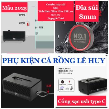Combo Máy Sủi OXY Tích Điện No1 2025 Siêu Êm + Đĩa Sủi No1 8mm Cực Phẩm Giành Cho Bể Cá